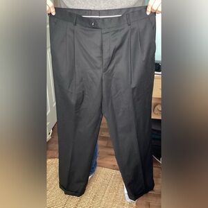 Stafford Black Pleated Dress Pants